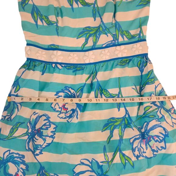 Lilly Pulitzer Strapless Langley Dress Shorely Blue Tossing The Line 8 Floral - Picture 9 of 14